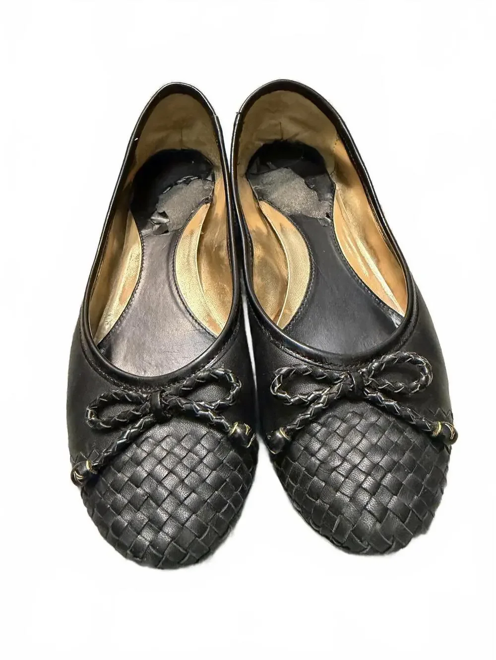 Sperry Black Woven Toe Ballet Flats with Bow Detail Size 7